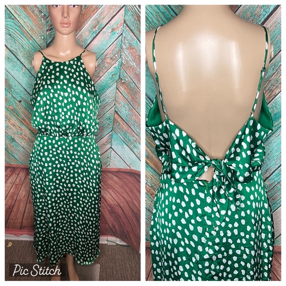 Betsey Johnson All The Dots Green Polka Dot Tie Back Dress - Picture 6 of 10